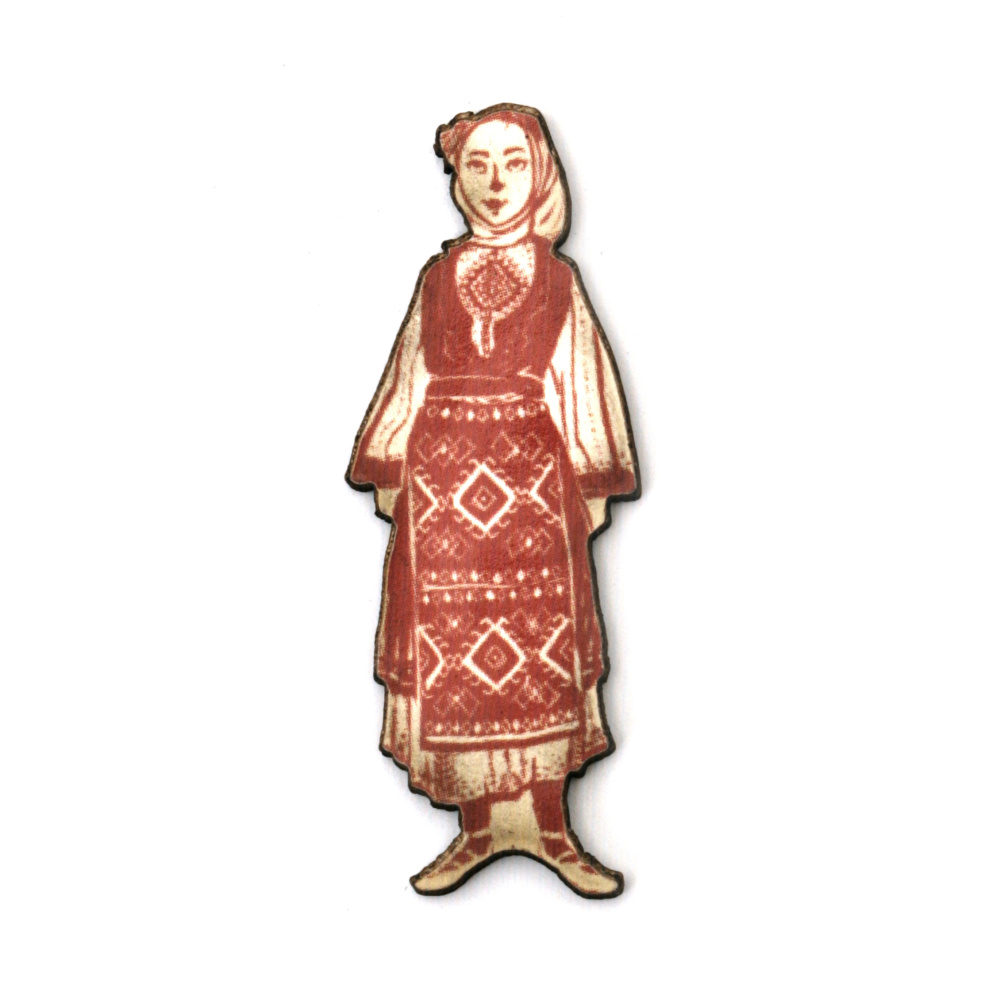 Woman in Folk Costume made of Plywood / 45x15x2 mm, Hole: 2 mm - 10 pieces
