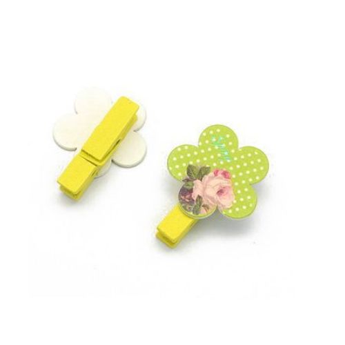 Wooden Clamps for Decoration 45x7 mm flower 30x31x2 mm -6 pieces