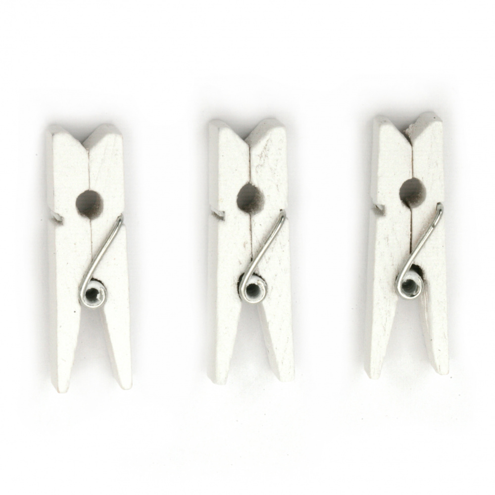 Wooden Clips / 7x35 mm / White - 25 pieces