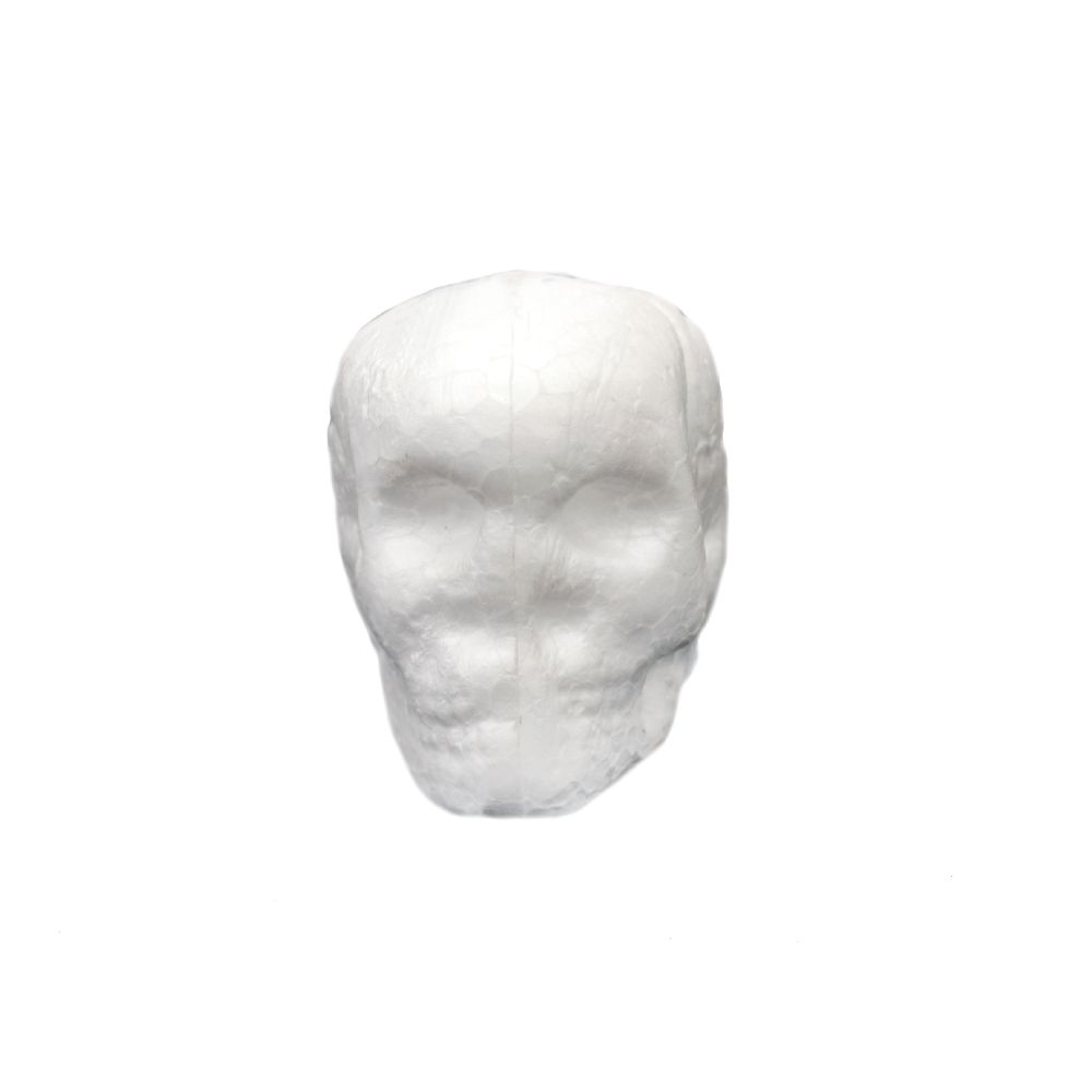 Styrofoam skull 45x50x35 mm for decoration -4 pieces, White, DIY Decoration