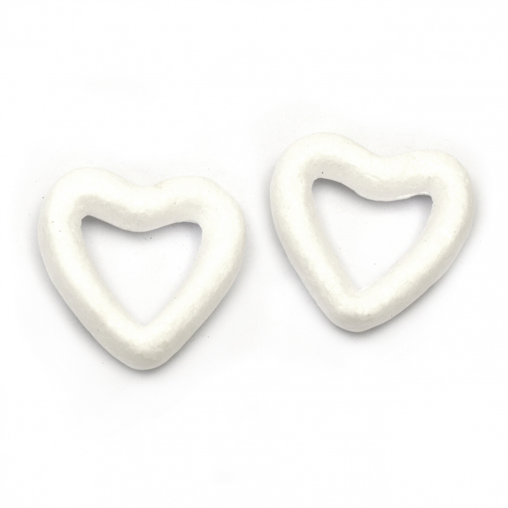 Styrofoam heart 49x50x12 mm for decoration -5 pieces