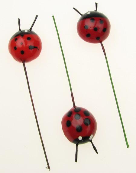 Ladybug from styrofoam 18 mm with wire base -10 pieces