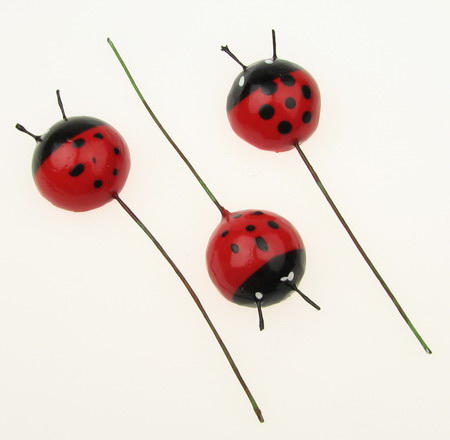 24 mm Styrofoam ladybug with wire -10 pieces for Hobby Craft Decoration