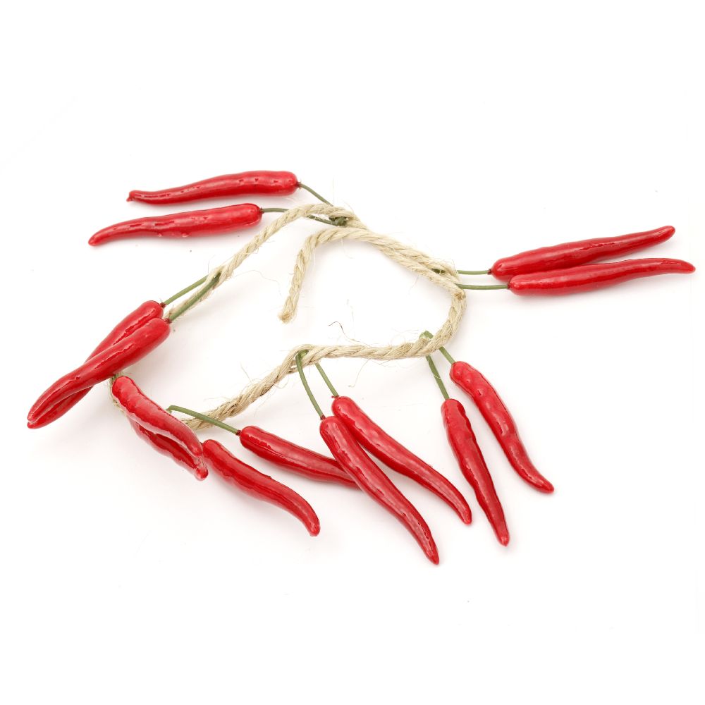 Decoration Styrofoam peppers with Sticks 75x11 mm red -14 pieces, Home Decoration Craft 