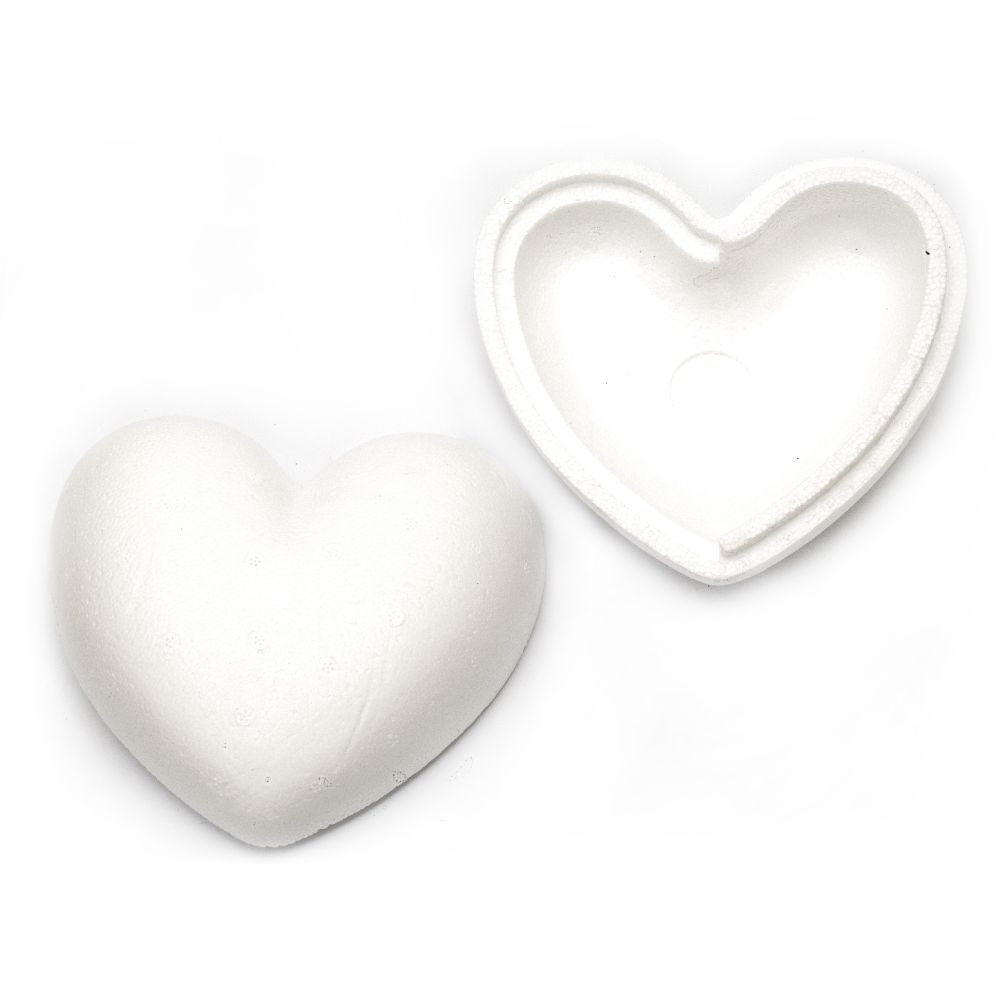 Styrofoam Decorative Heart of 2 pieces, 150x150mm