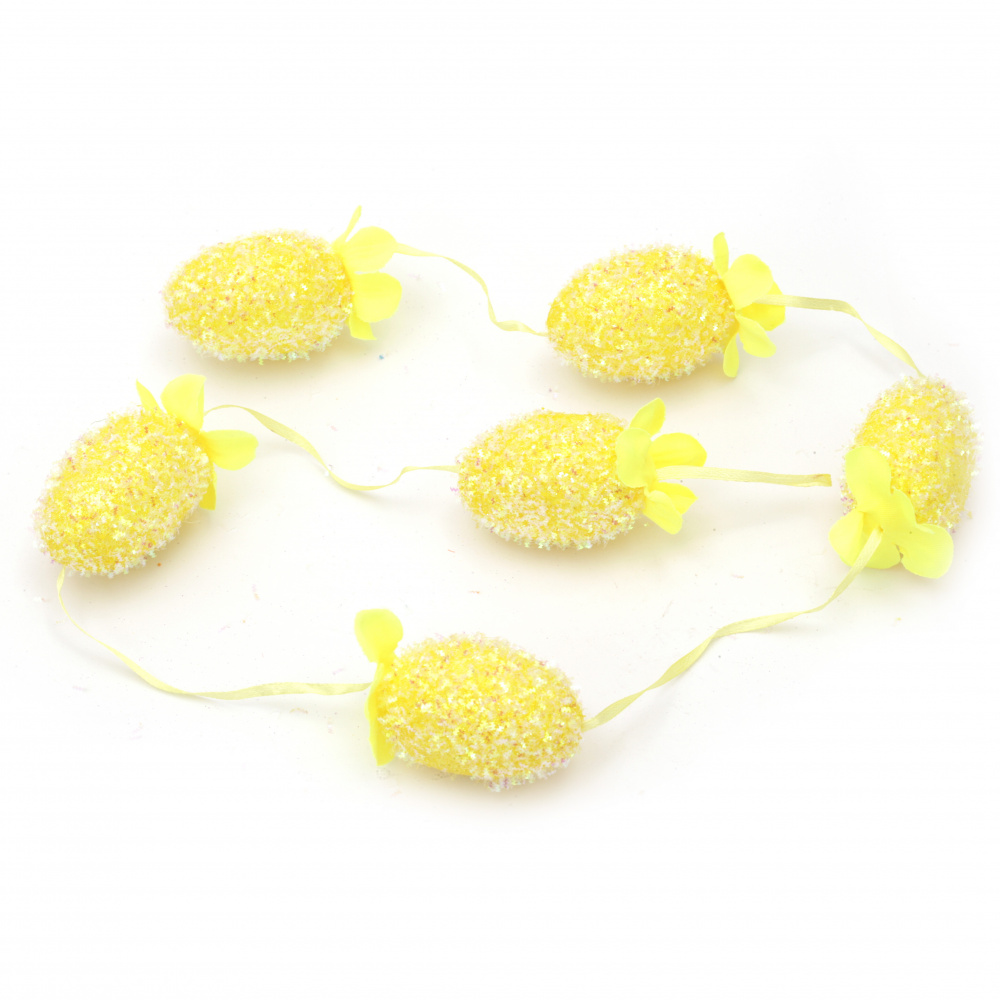 Styrofoam egg for decoration 60x36 mm on a string 97 cm 6 pieces MIX