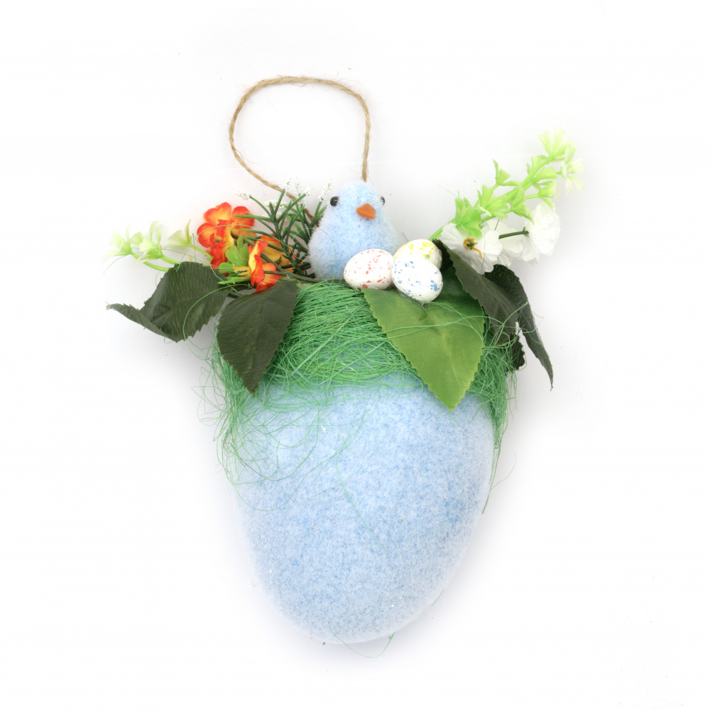 Styrofoam egg for decoration 170x87 mm with chicken for hanging MIX