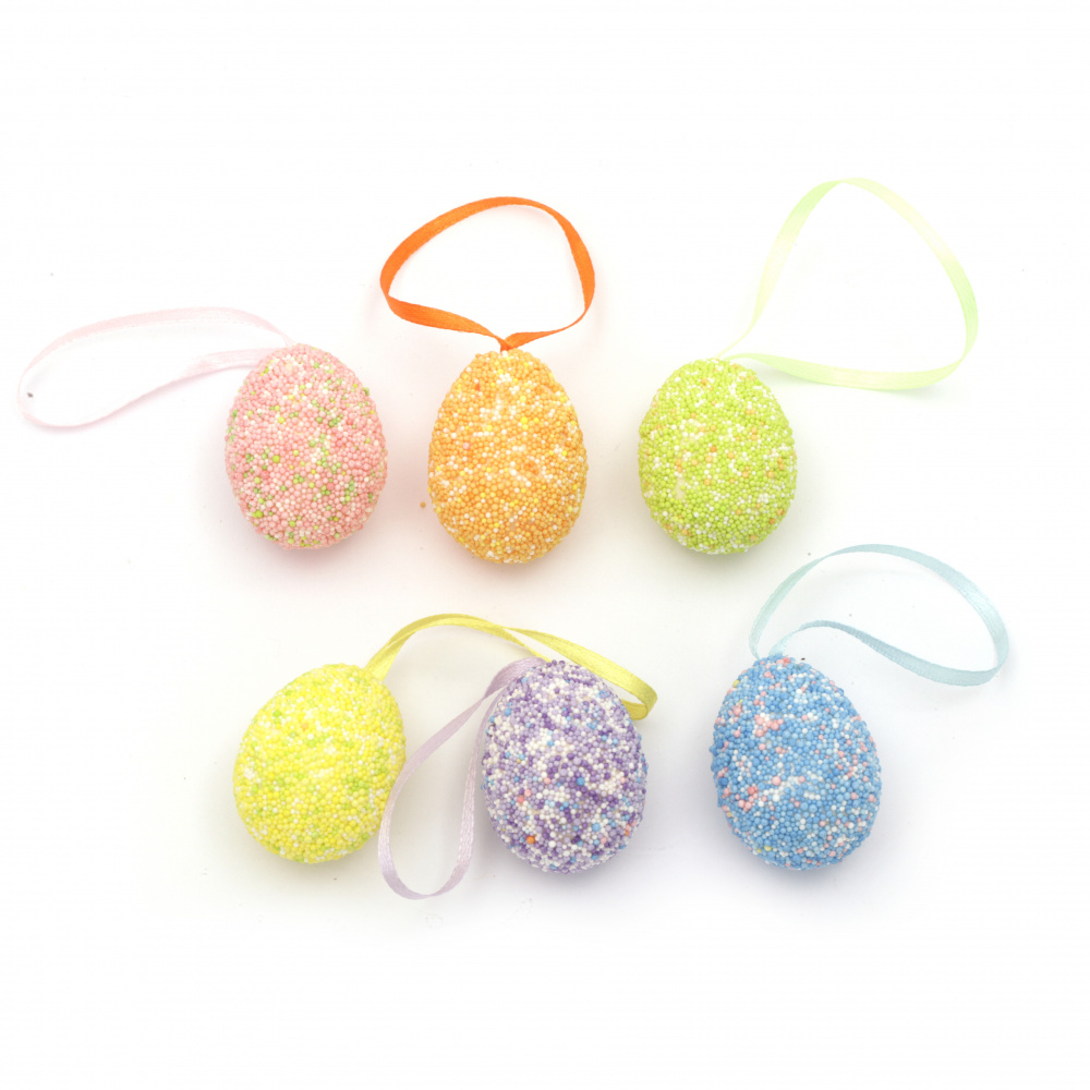 Styrofoam egg for decoration 40x30 mm for hanging MIX -12 pieces