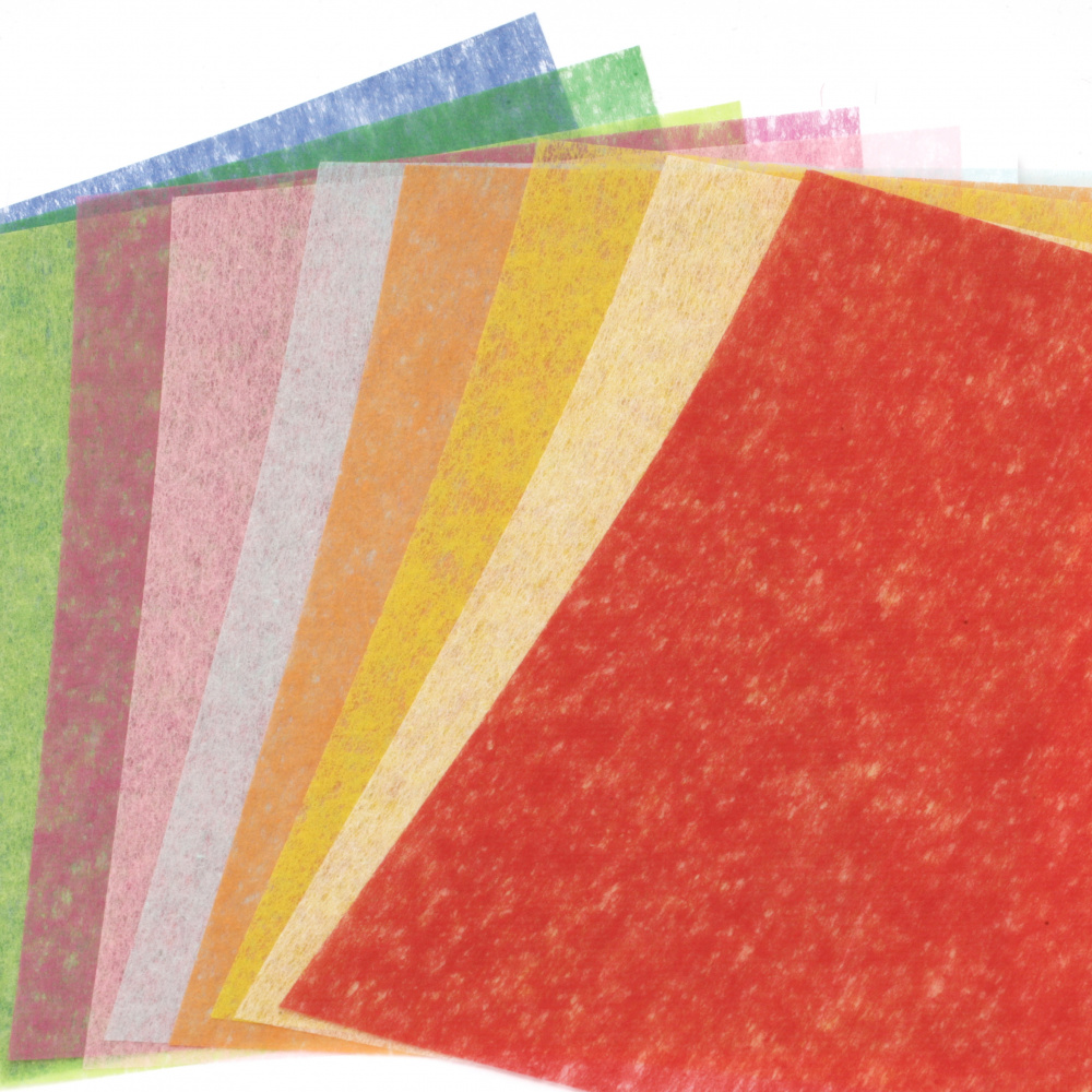 FOLIA копринени фибри синтетични/флизелин лист 23x33 см асорти цветове -10 броя