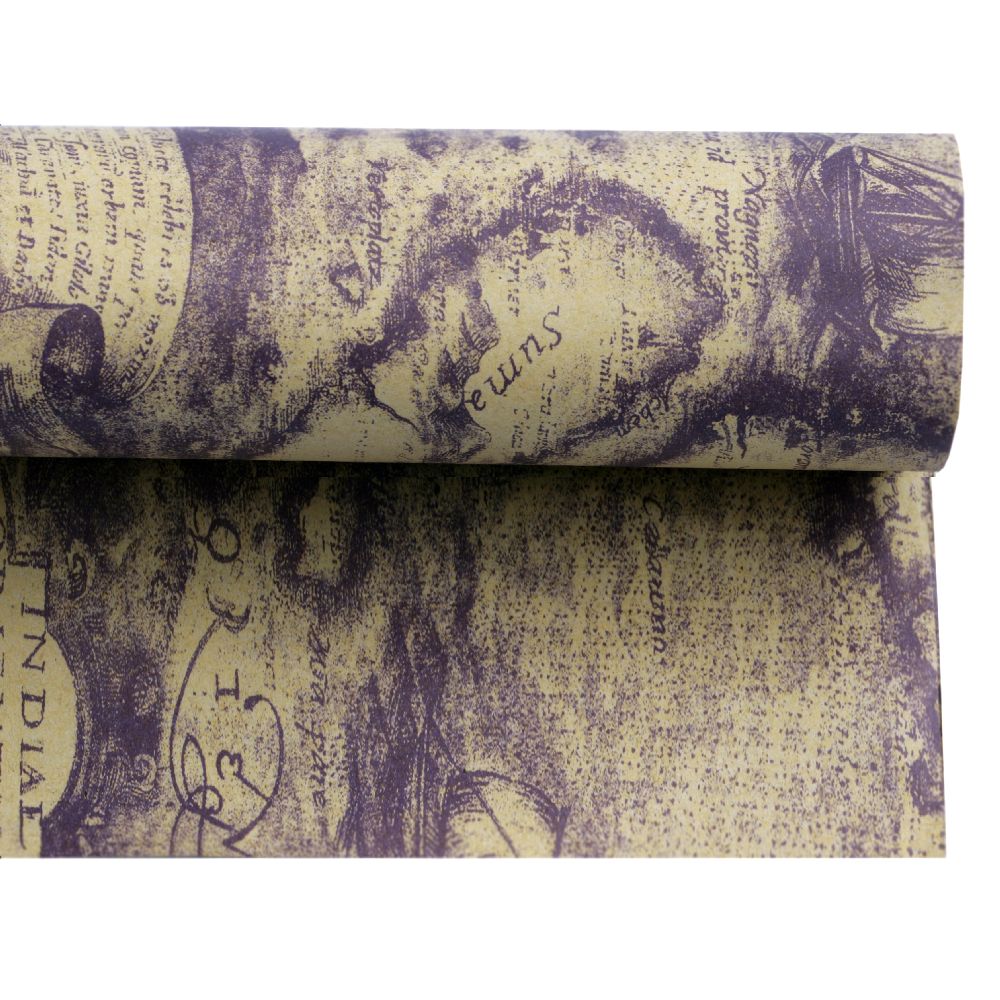 Хартия опаковъчна 510x770 мм двулицева -карта лилава