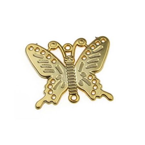 Acrylic pendant connecting element butterfly, gold 45x56 mm 