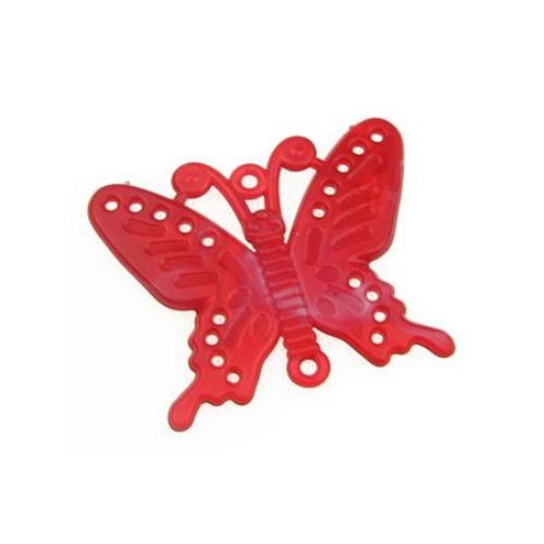 Acrylic pendant connecting element butterfly, red 45x56 mm 