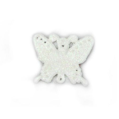 Acrylic pendant connecting element butterfly 45x56 mm with brocade, white