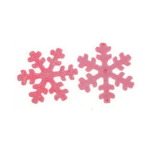 Pink Glitter Snowflake, 65 mm