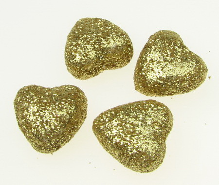 Inima din polistirol 20x20 mm brocart aur -10 buc