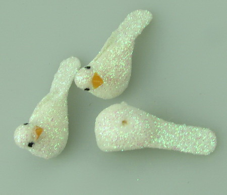 Porumbel din polistiren 32x17 mm alb de brocart -5 buc