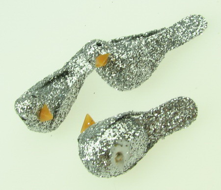 Porumbel din polistiren 32x17 mm argint brocart -5 buc