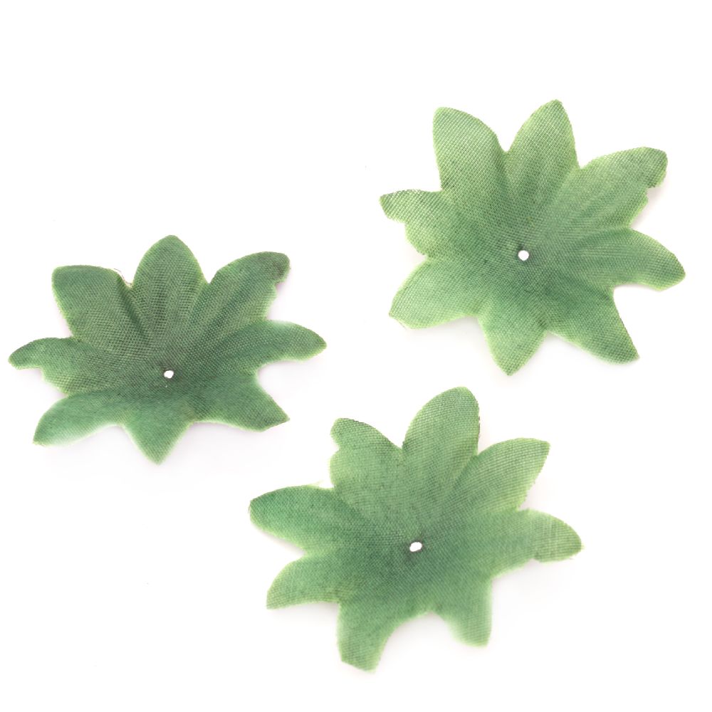 Διακοσμητικά υφασμάτινα φύλλα 65 mm πράσινο -3 γραμμάρια ± 16 τεμάχια
