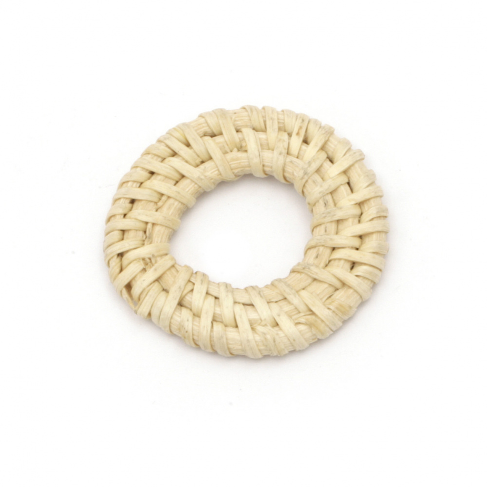 Decorative element washer rattan 38x5 mm hole 18 mm handmade color natural