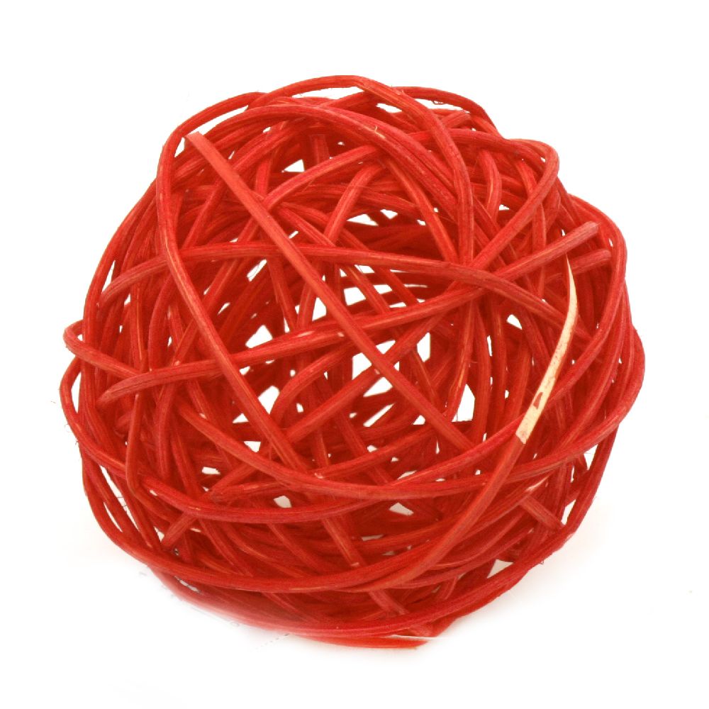 Rattan Ball, Wooden, Decoration, Craft Projects, DIY 70 mm red