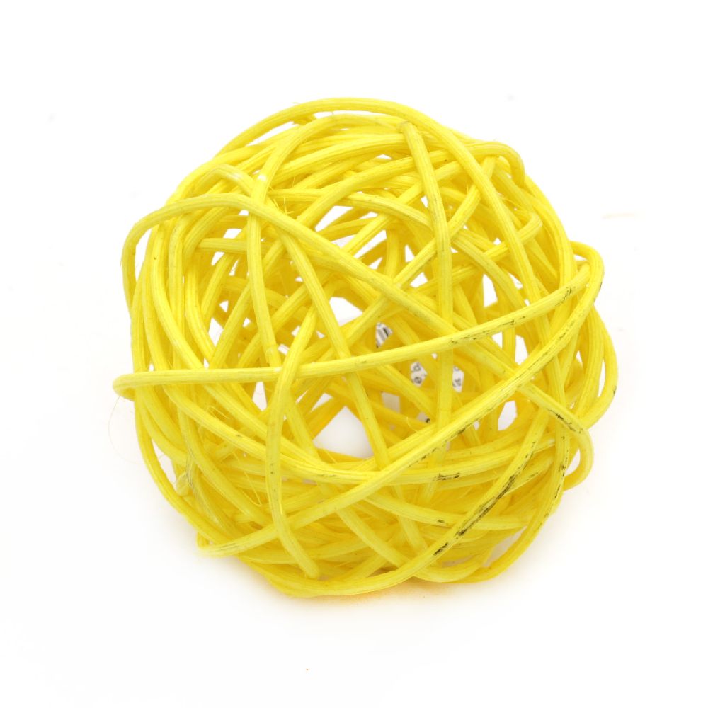 Rattan Ball, Wooden, Decoration, Craft Projects, DIY 70 mm yellow