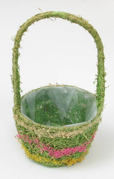 Decorative Round Basket 305x160x145 mm decorated with colored wood