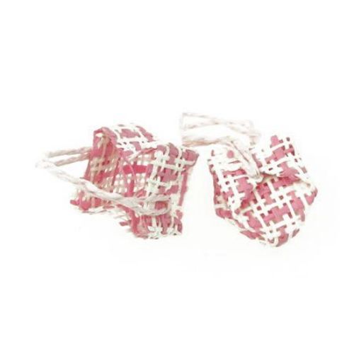 Fabric Basket for Decoration 32x22 mm white pink -5 pieces