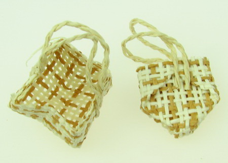 Fabric Basket for Decoration 32x22 mm white ocher -5 pieces