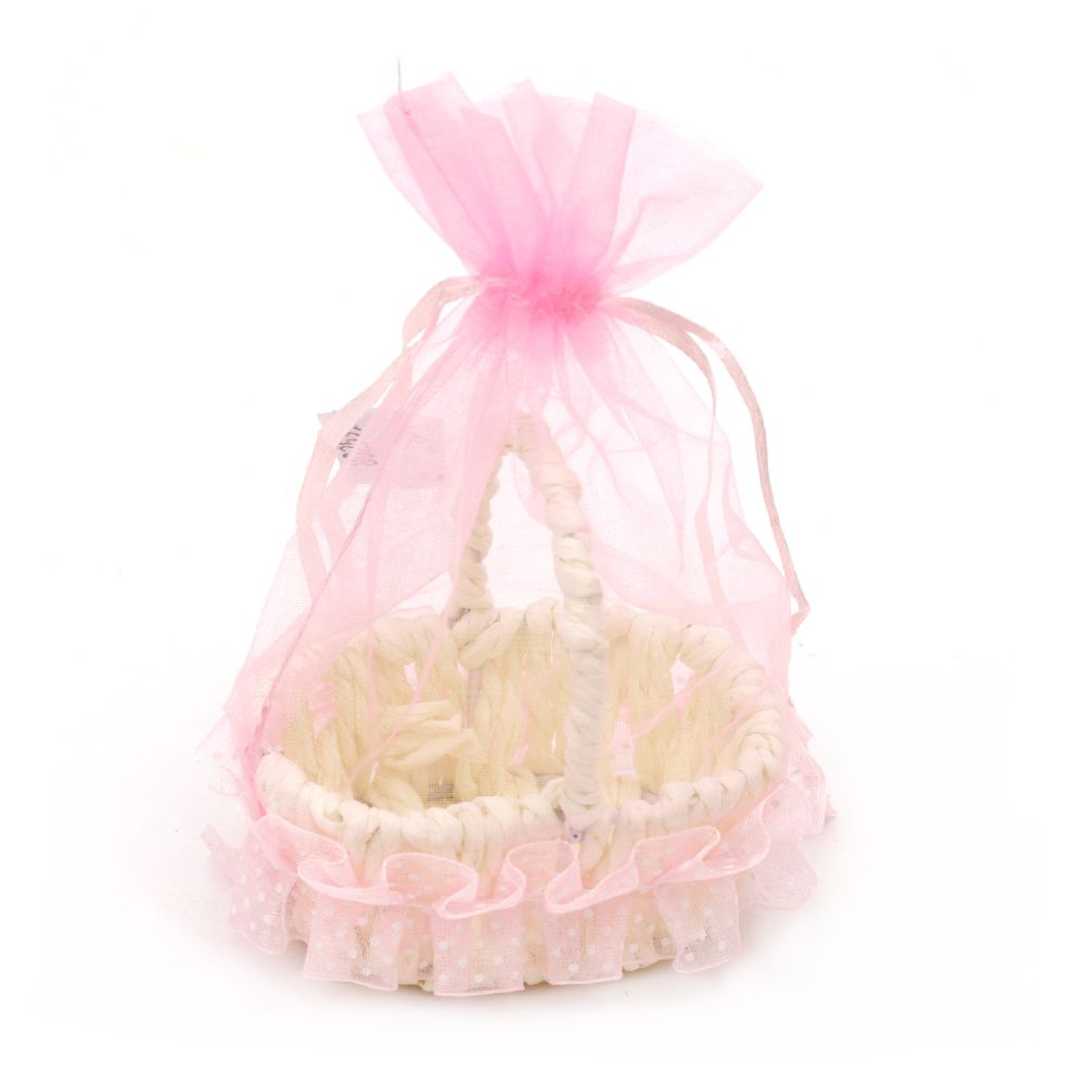 Бебешка кошница за декорация розова70x60x130 мм 