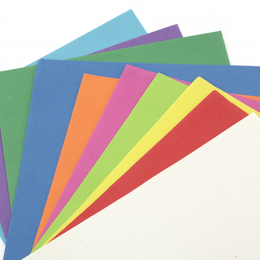 EVA foam A4 sheet 20x30 cm for scrapbook projects & craft decoration 0.8~0.9 mm assorted colors - 10 sheets