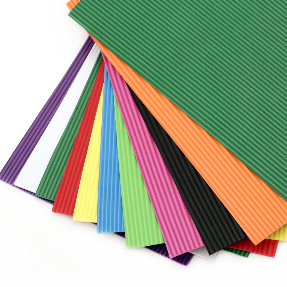 Corrugated EVA foam for various decoration A4 sheet 20x30 cm 2 mm, assorted colors - 10 sheets