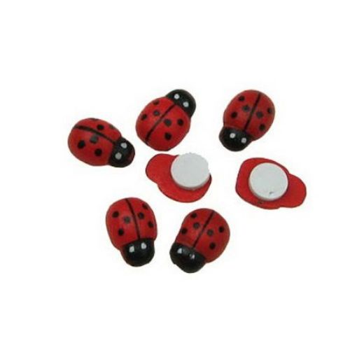 Wooden Ladybug Adhesive 8x11 mm  100 pieces