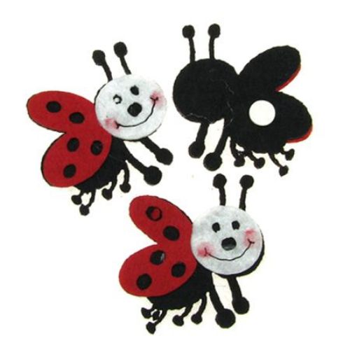 Ladybug felt with glue DIY Decoration  45 mm legs -10 pieces