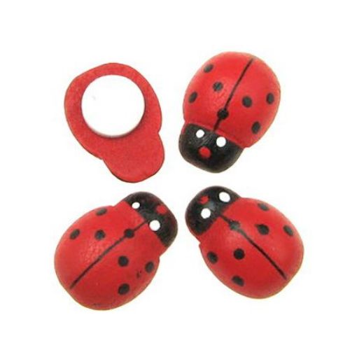 Cabochon Ladybug wooden 14x19 mm adhesive 100 pieces