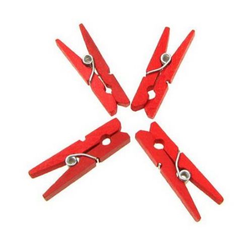Wooden Clothespins 4x30 mm red -50 pieces