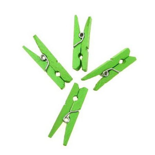 Wooden Clothespins 4x30 mm green -50 pieces