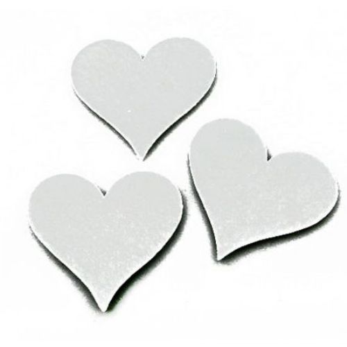 Heart Embellishment White Felt Material, 55x60x3mm 5pcs