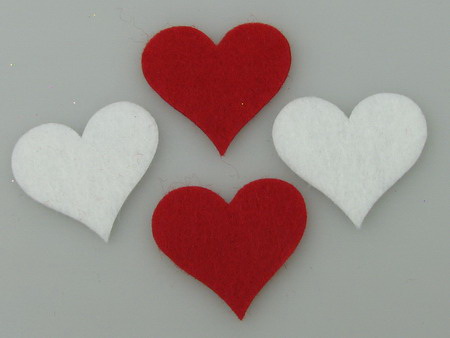 Heart Embellishment Red & White Felt Material, 32x34x2mm 10pcs