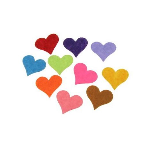 Heart from felt for scrapbook projects, home decoration 15x17x1mm mixed colors - 20 pieces