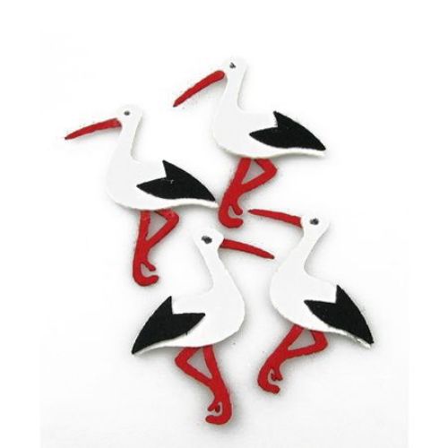 Stork from felt for various decoration, laser cut 50x64 mm -10 pieces