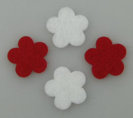 Λουλούδι 20x2 mm λευκό και κόκκινο από 10 τεμάχια