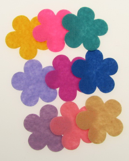 Flori de pâslă 34x1 mm mix culori -10 bucăți