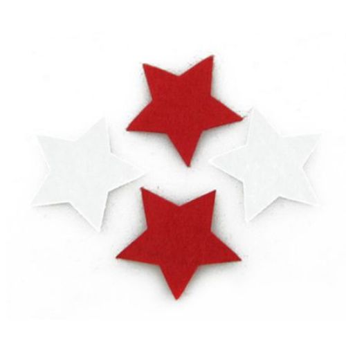 Звезда филц 32x1 мм бяла и червена по 5 броя