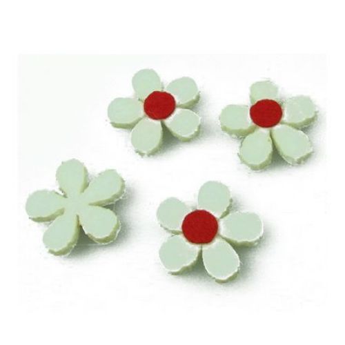 White flower from felt for various decoration 20x3 mm white - 10 pieces