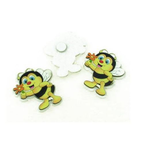 Bee wood and felt with adhesive 40x36 mm -10 pieces