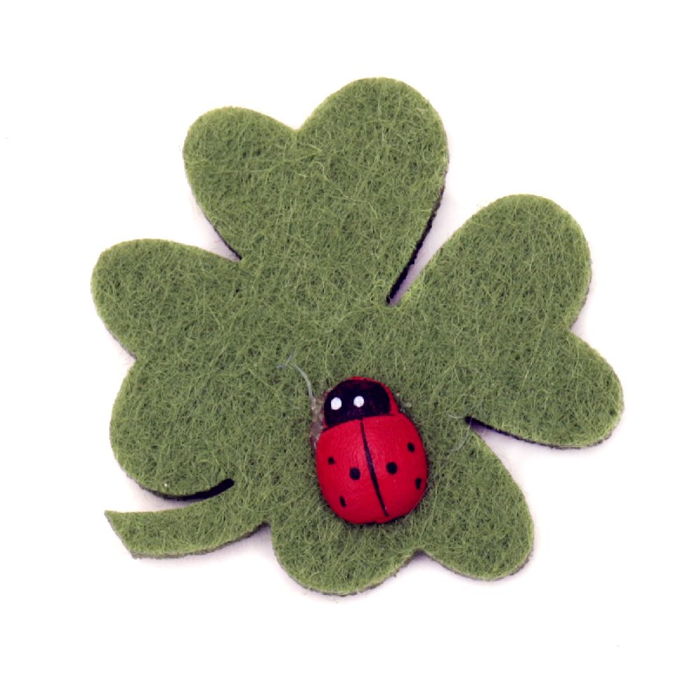 Clover soft ladybug with adhesive 39x39 mm -20 pieces