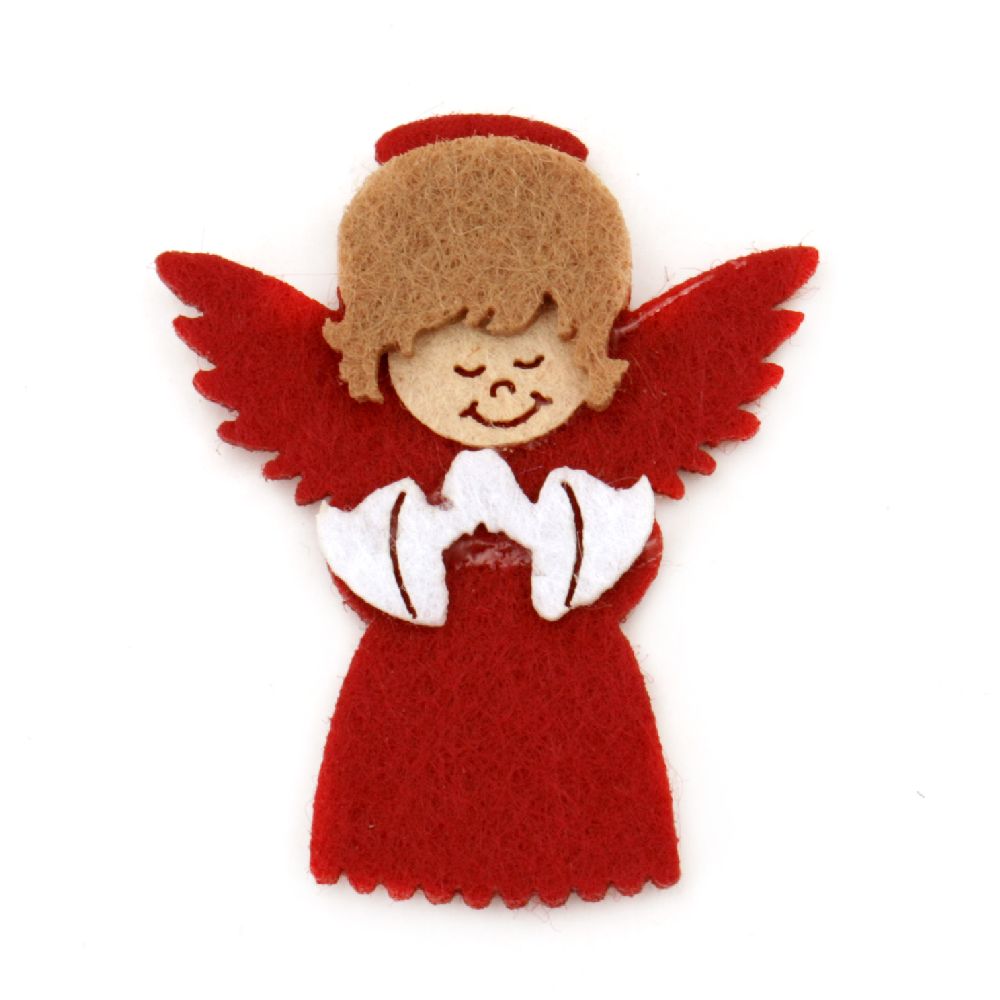Angel felt with glue  DIY Scrapbooking 43x36 mm red -10 pieces