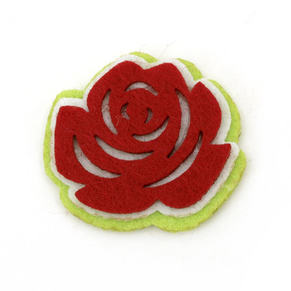 Rose Felt Embellishment DIY Decoration 3 layers with adhesive 35x31 -10 pieces
