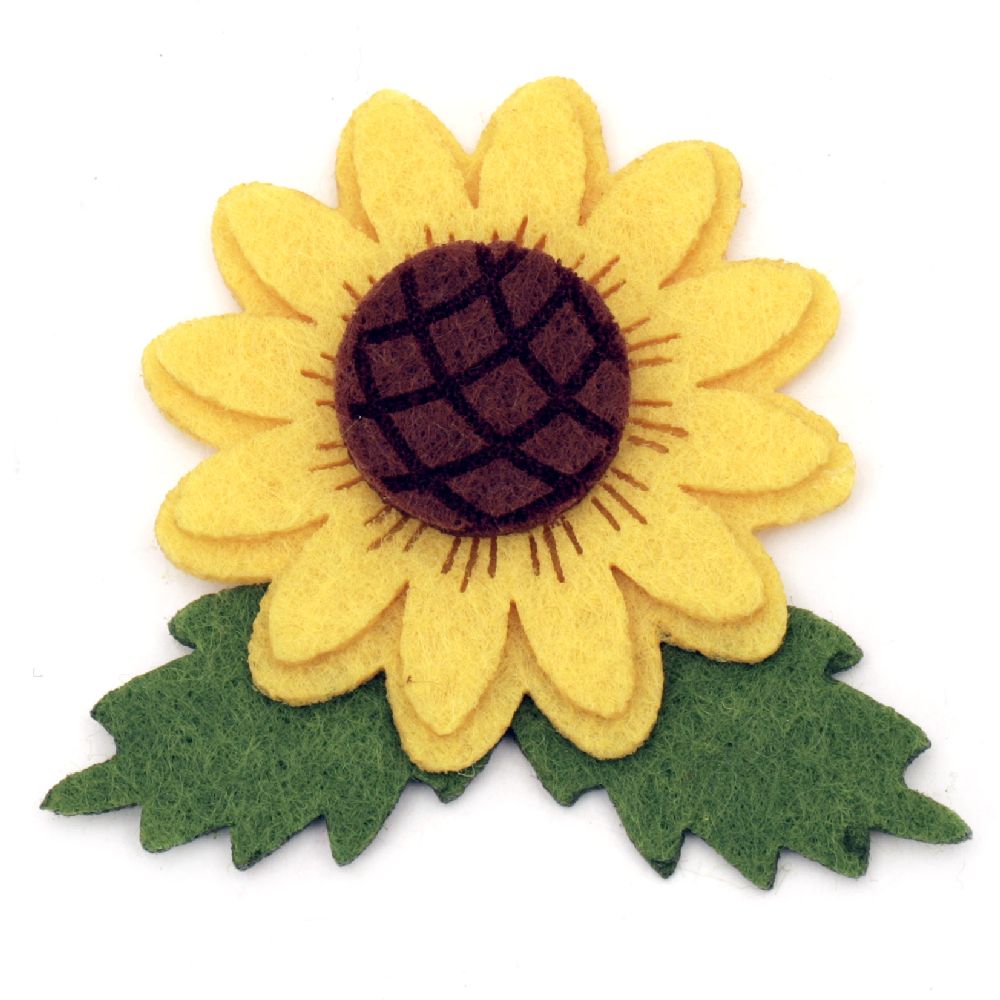 Adhesive Sunflower Felt Embellishment DIY Decoration 57x64 mm -5 pieces