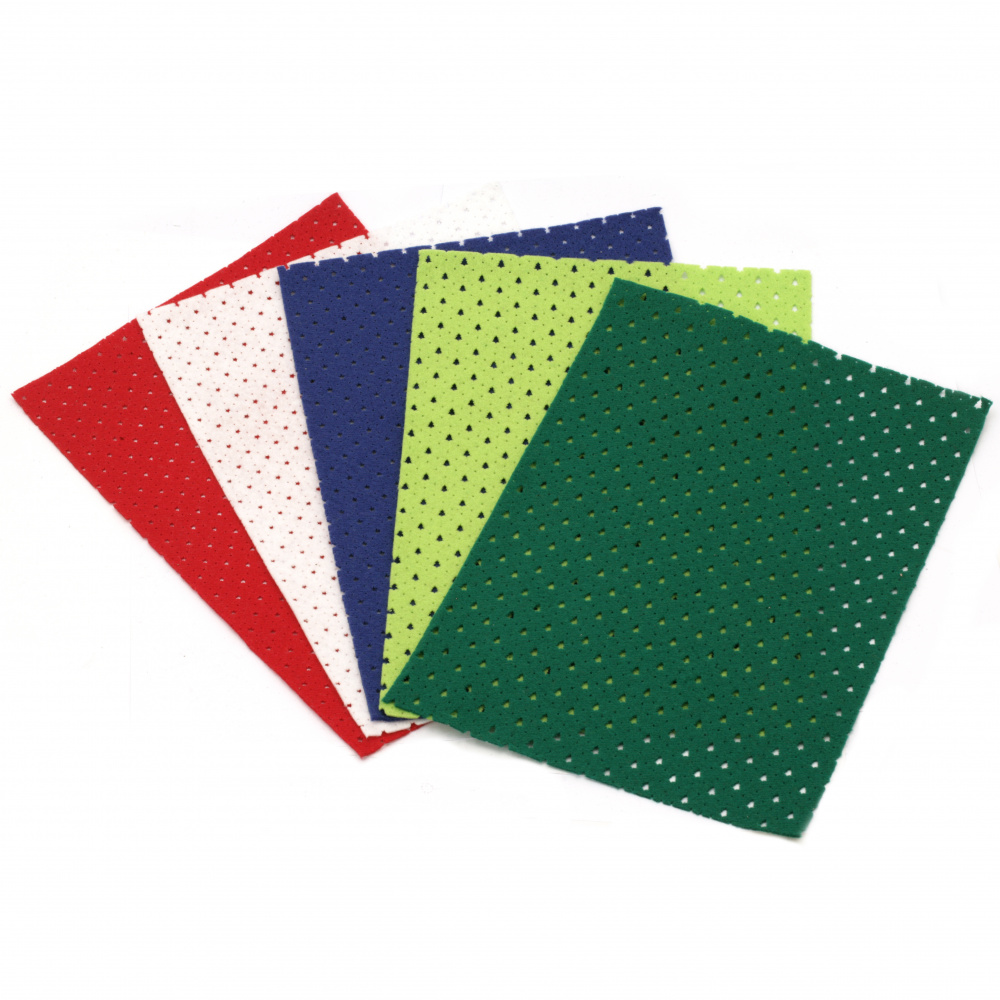 Hobby craft felt punched FOLIA 20x30 cm ASSORTED colors and shapes -1 sheet